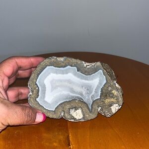 Natural Cut AGATE Stone Rock Beautiful Blue and White